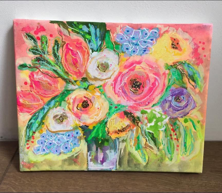 Schilderij mixed media op canvas, Ophalen of Verzenden