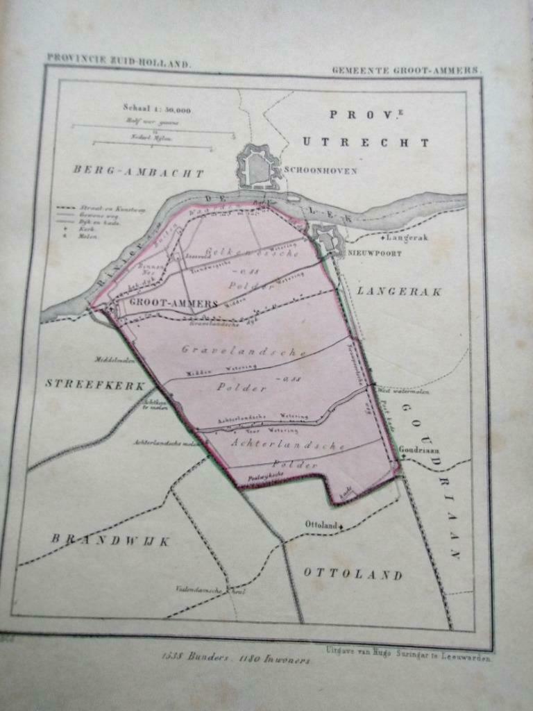 054 / Groot Ammers  Litho 1866  Kuyper  ZH, Ophalen of Verzenden