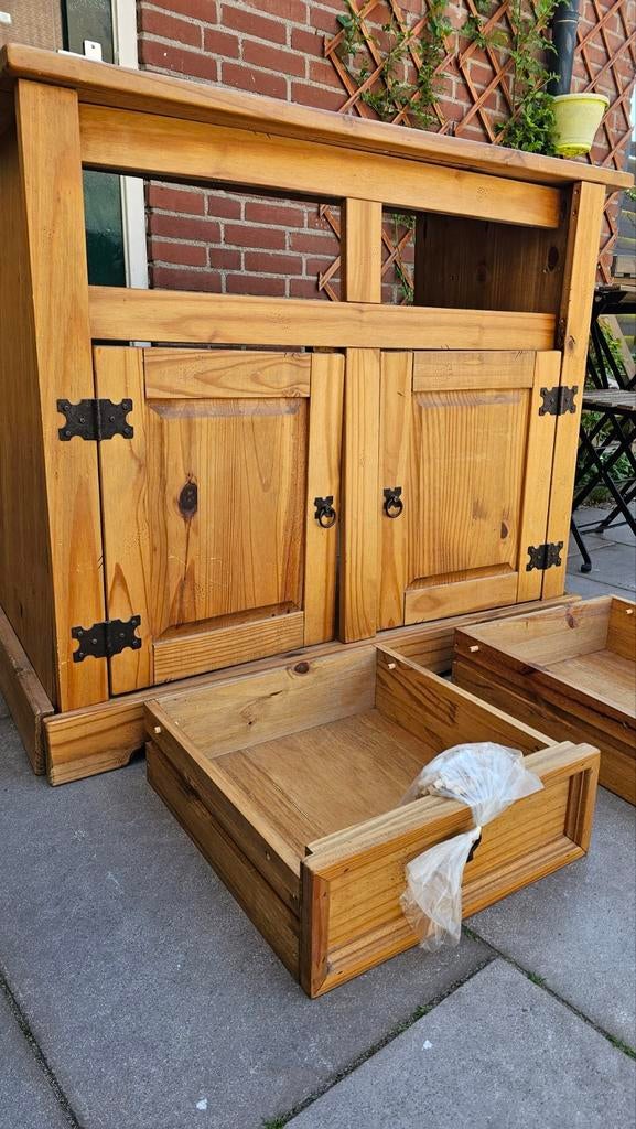 Dressoir van Mexicaans grenen - gedemonteerd, Ophalen, Gebruikt, 100 tot 150 cm, Mexicaans, Rustiek