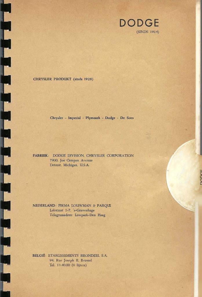 USA Cars Dodge Coronet , Kingsway1955 en 1956 afstelgegevens, Verzenden