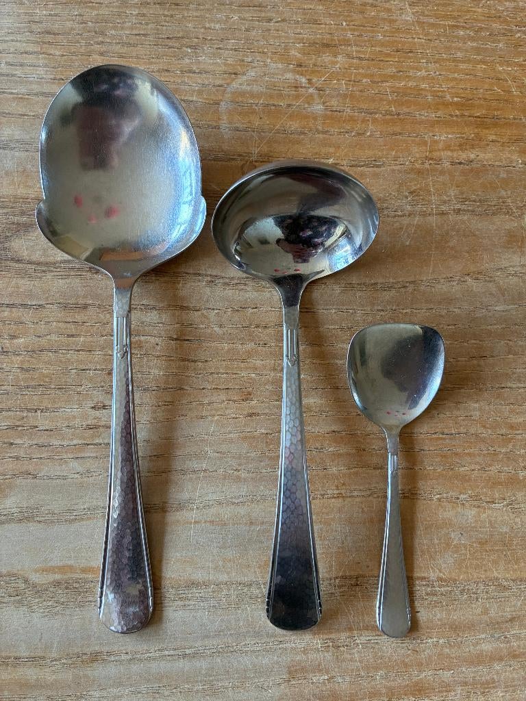 Vintage Gero Zilmeta 294 hamerslag kruidnagel lelie lepels, Antiek en Kunst, Antiek | Bestek, Ophalen of Verzenden