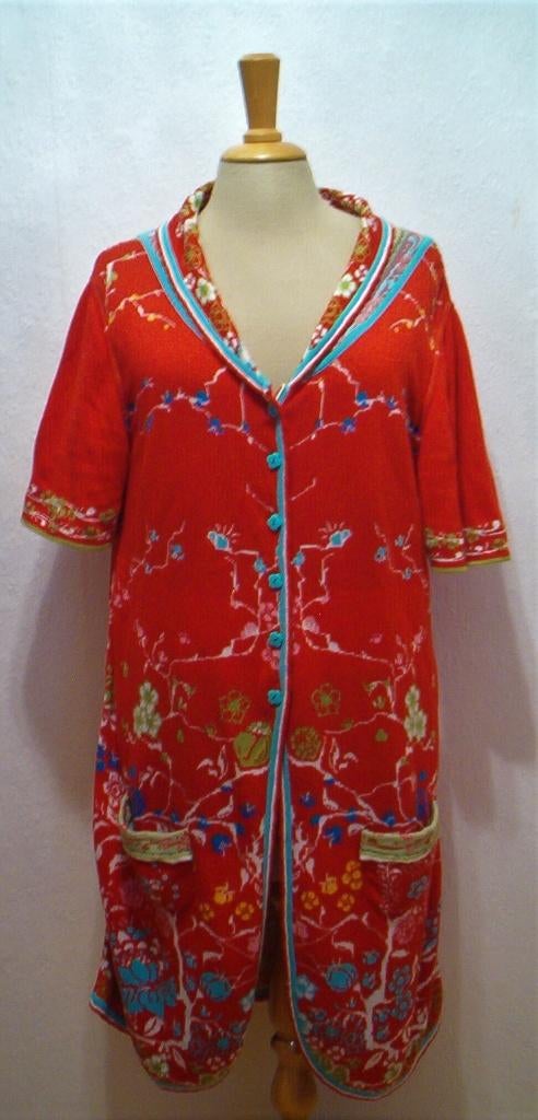 Rood katoenen print vest van Ivko! L, Verzenden, Zo goed als nieuw, Maat 42/44 (L), Rood