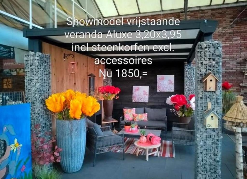 Showmodel vrijstaande veranda Aluxe 3,20x3,95, Ophalen, Zo goed als nieuw, Veranda