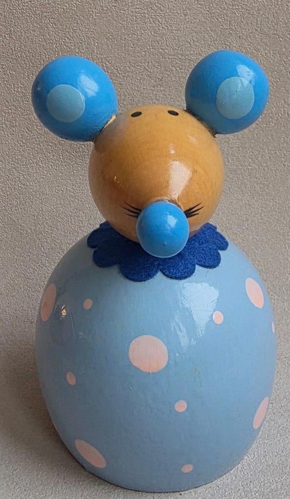 Vintage houten muis spaarpot – Charl’s Toys – met originel, Ophalen of Verzenden, Overige typen