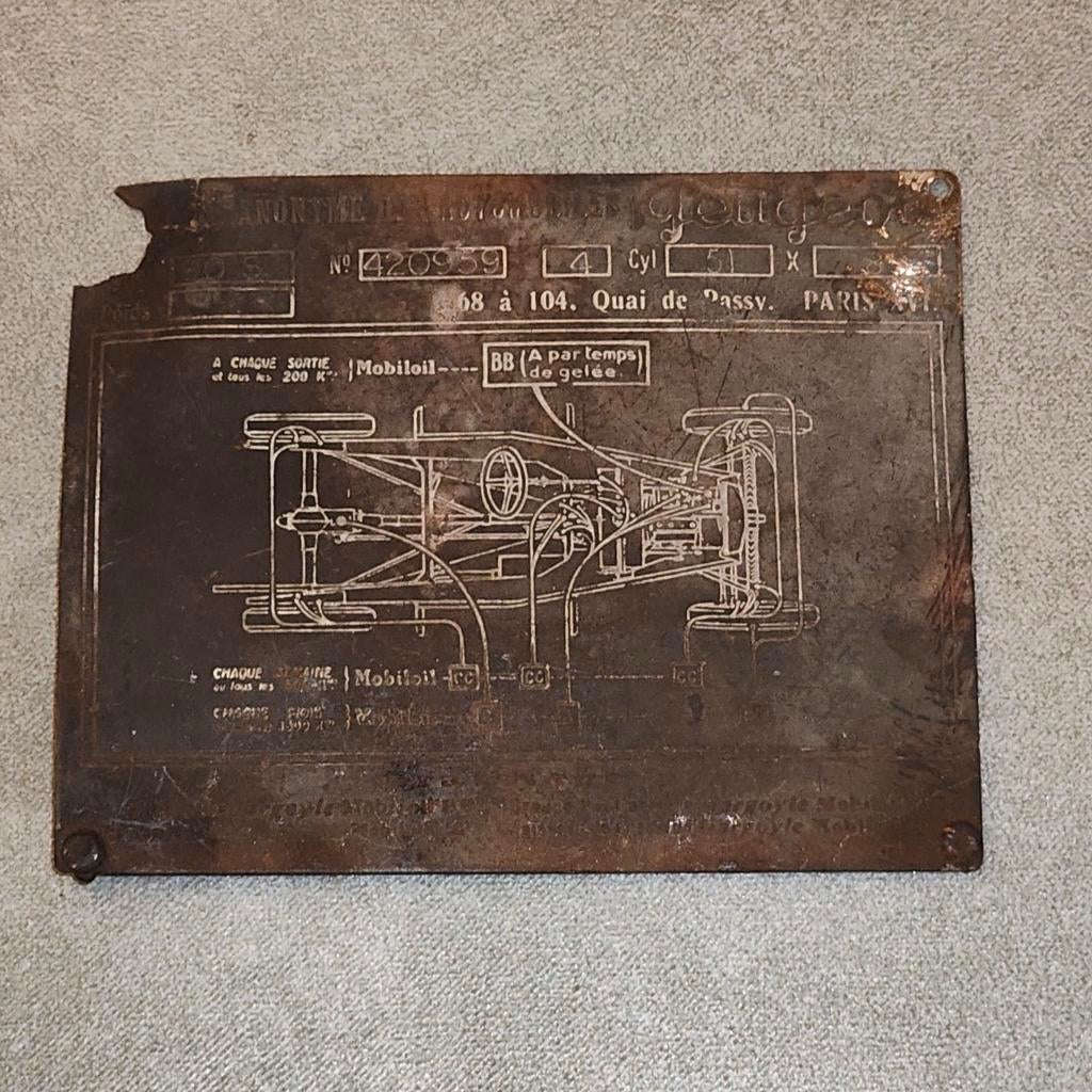 Kentekenplaatje van oude Peugeot 190s, Ophalen of Verzenden