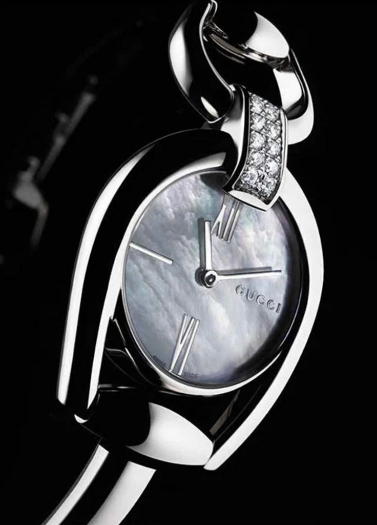 Gucci Horsebit Collectie Diamant Dames Horloge, Ophalen of Verzenden, Zo goed als nieuw, Zilver