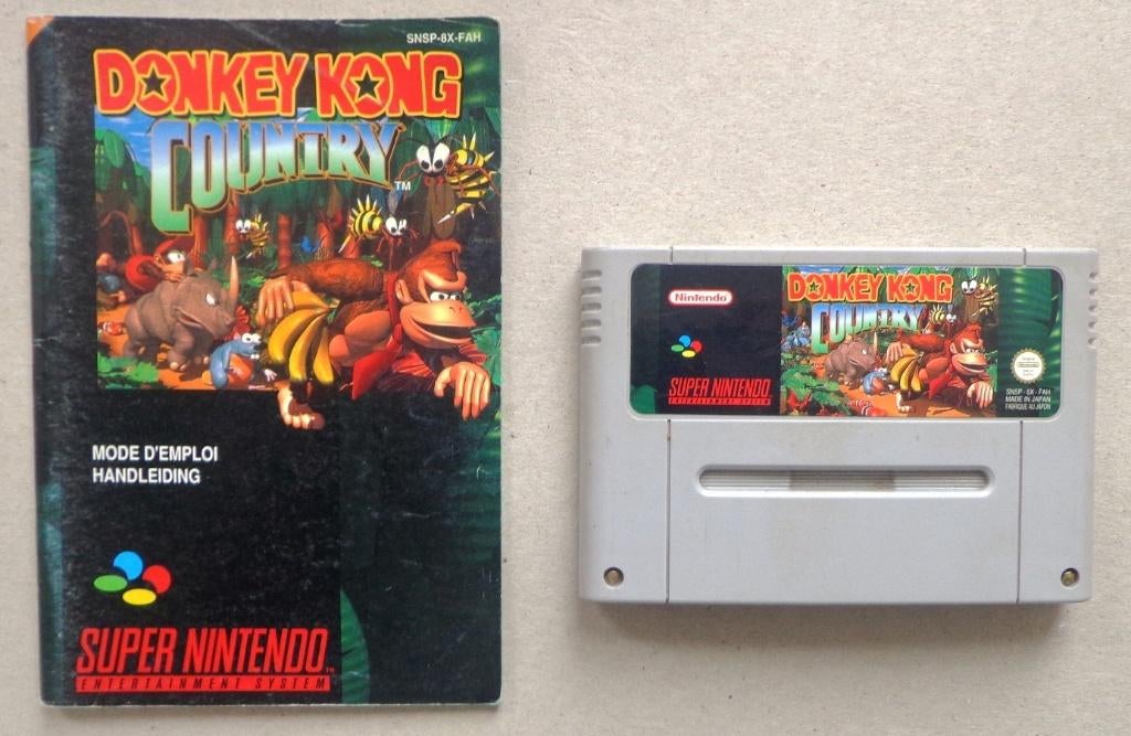Donkey Kong Country 1 voor de Super Nintendo + boekje, Gebruikt, 2 spelers, Ophalen of Verzenden, Vanaf 3 jaar