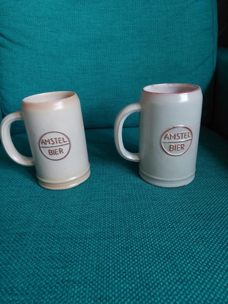 Amstel Bierpul Porselein Vintage 2x, Ophalen, Zo goed als nieuw, Pul(len), Amstel