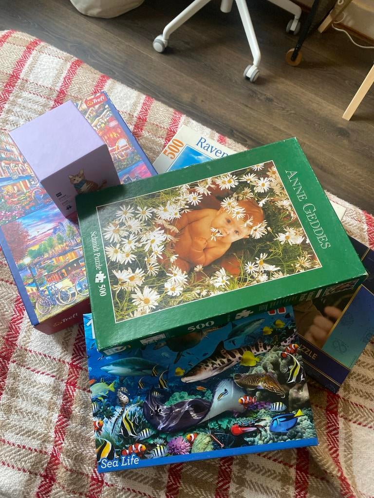 Puzzel Set: 5x500 + 1x1000 Stukjes - Winterplezier!, Ophalen of Verzenden, 500 t/m 1500 stukjes, Gebruikt, Legpuzzel