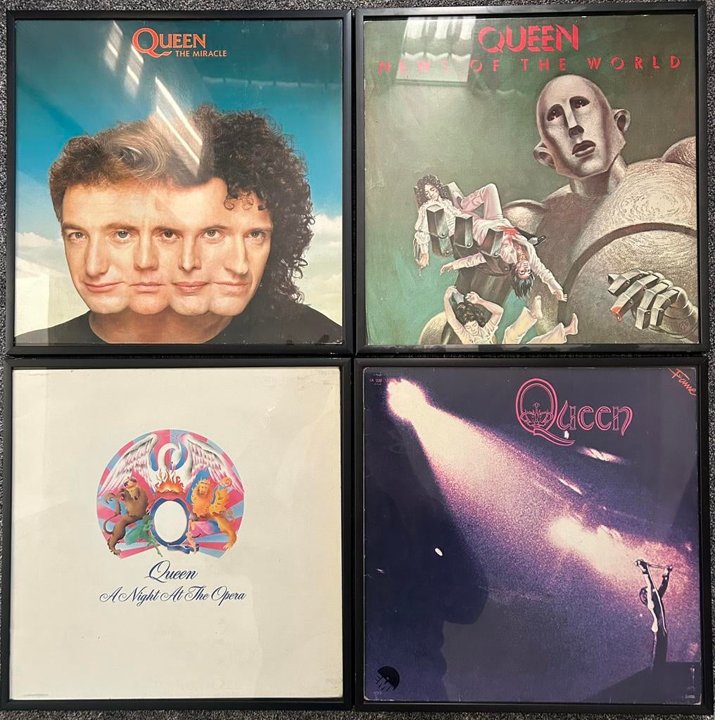 4 Ingelijste LP’s Queen, Ophalen of Verzenden, Zo goed als nieuw