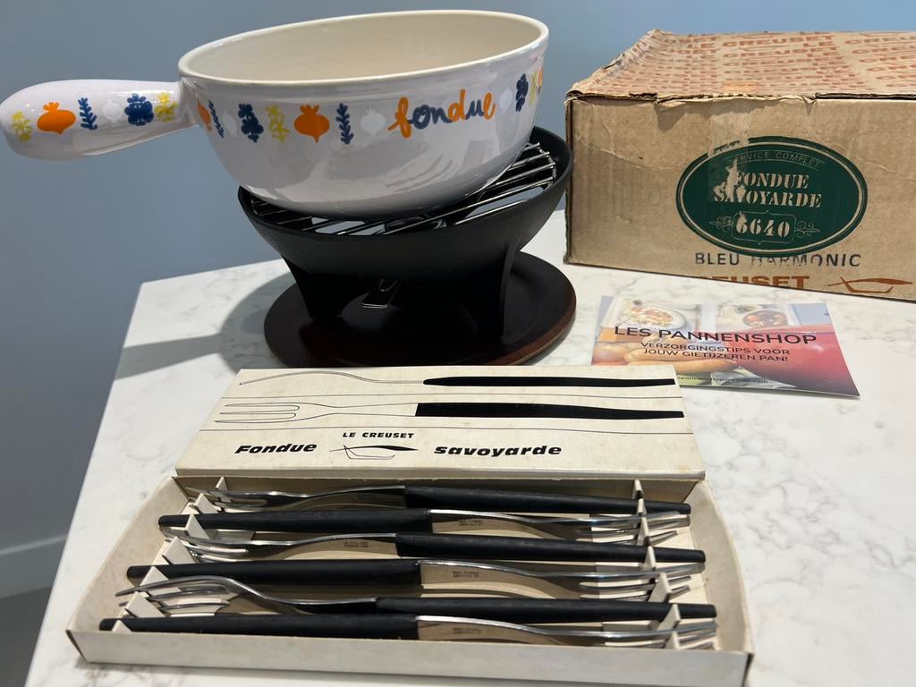 Fondueset Le Creuset in heel goede staat, Brander, Fondueset, Ophalen of Verzenden, Zo goed als nieuw