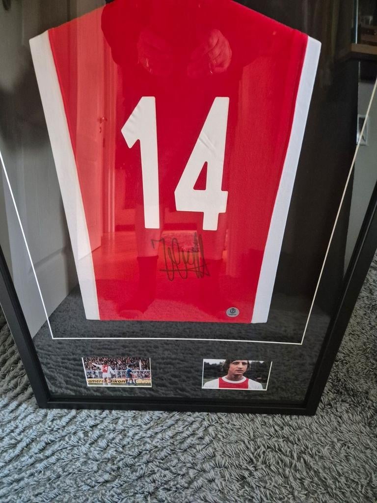 AJAX shirt Johan Cruijff + Barcelona shirt gesigneerd + COA, Ophalen of Verzenden