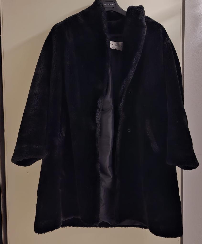 Elegante nep bontjas – warme winterjas -  L - Comme Du Vrai , Kleding | Dames, Ophalen, Zo goed als nieuw, Maat 42/44 (L), Zwart