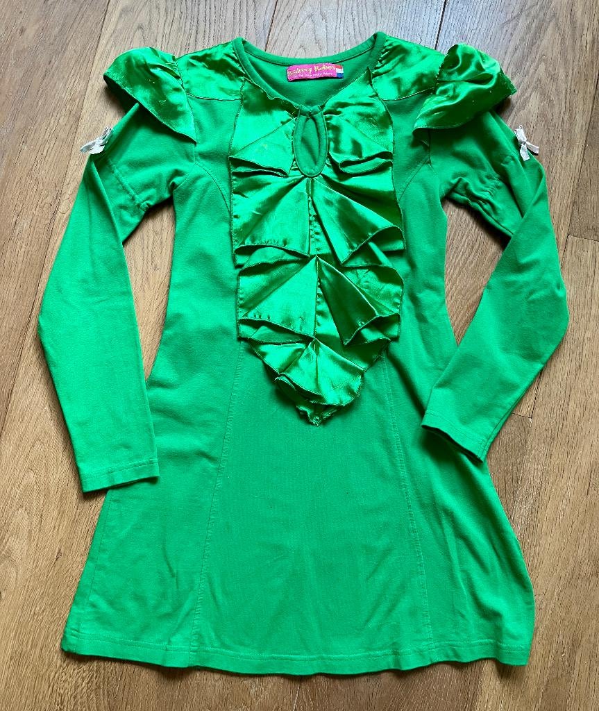 Bakery Babes groene jurk feestjurk - maat 128, Meisje, Bakery Babes, Ophalen of Verzenden, Zo goed als nieuw
