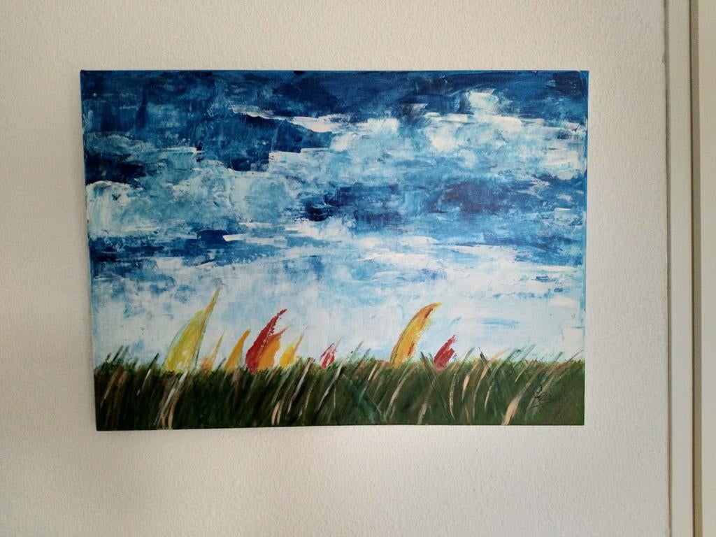 T.e.a.b. Abstract Schilderij: ZEILEN'. 40x30cm. Acryl., Ophalen