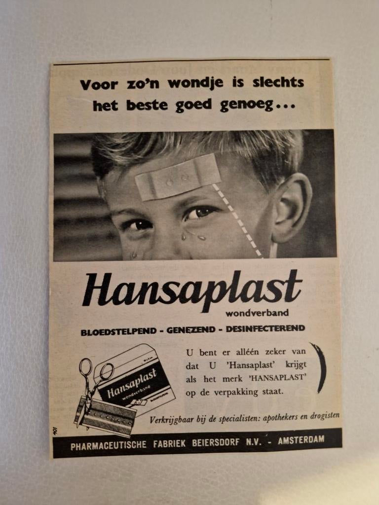Vintage Hansaplast Reclame, Verzamelen, Merken en Reclamevoorwerpen, Gebruikt, Reclamebord, Ophalen of Verzenden