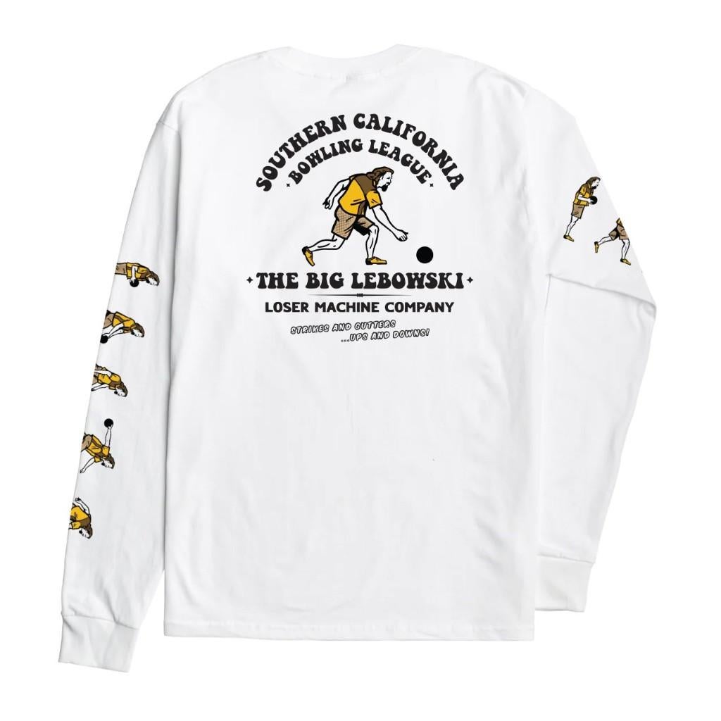 Loser machine x the big lebowski over the line ls t-shirt, Loser machine, Info@workingclassrebel.com, Wit, Nieuw