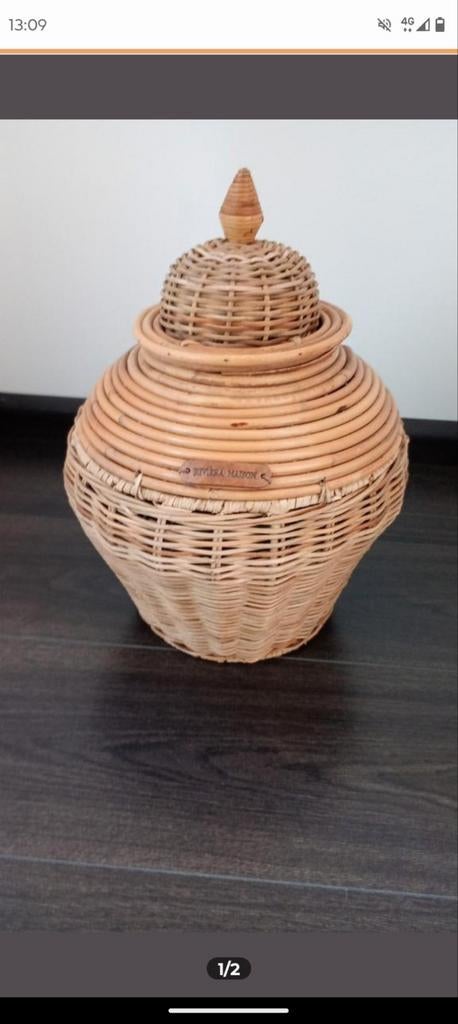 Rivièra Maison rattan Ginger pot S Riviera Maison, Ophalen, Zo goed als nieuw, Rond, Riet