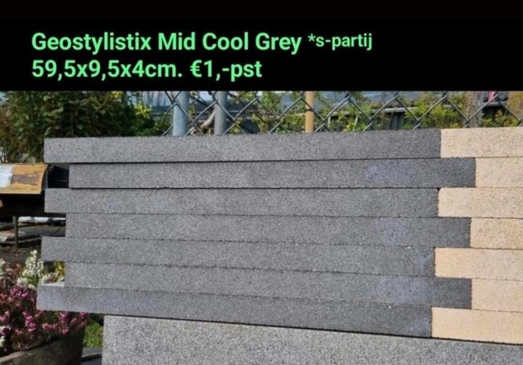 Geostylistix Mid cool grey gevelsteen stapelblok s-partij, Tuin en Terras, Blok, Nieuw, Ophalen of Verzenden, Minder dan 25 cm