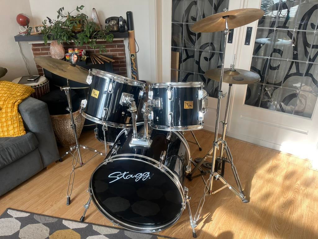 Compleet Stagg drumstel incl. Pro bekkenset, Ophalen of Verzenden, Gebruikt, Drums of Percussie