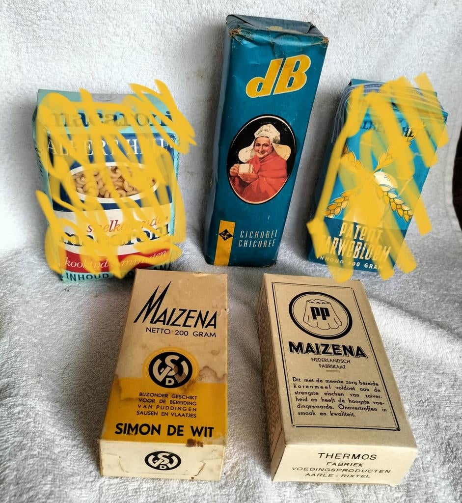 Oude verpakkingen van etenswaren, Ophalen of Verzenden, Gebruikt, Verpakking