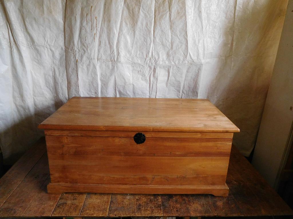 TEAK HOUTEN DEKENKIST, Ophalen, 100 tot 150 cm, Teakhout, Zo goed als nieuw