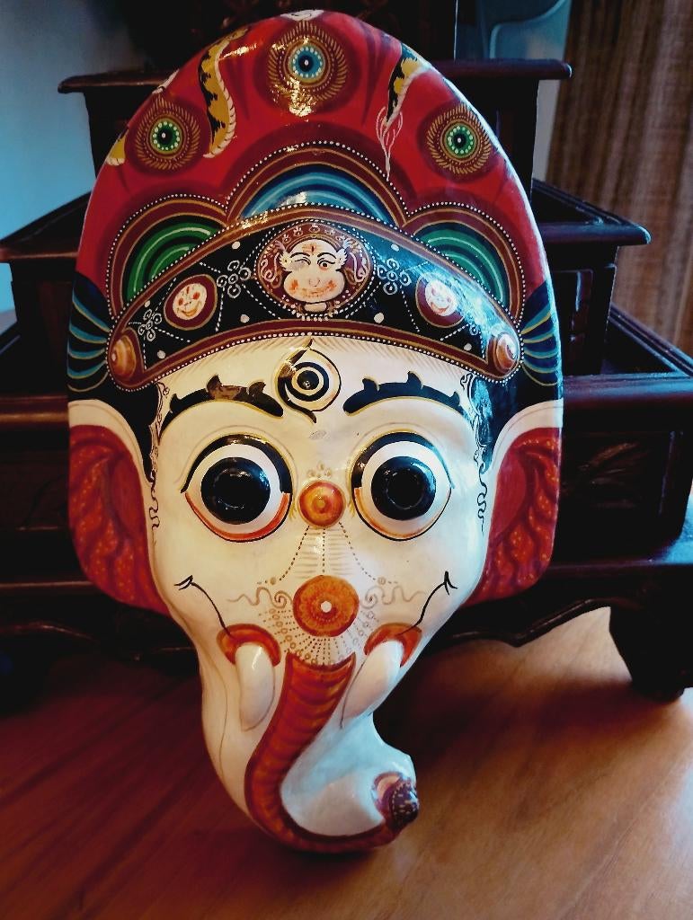Ganesha papier mache masker Hindoestaans India, Ophalen of Verzenden