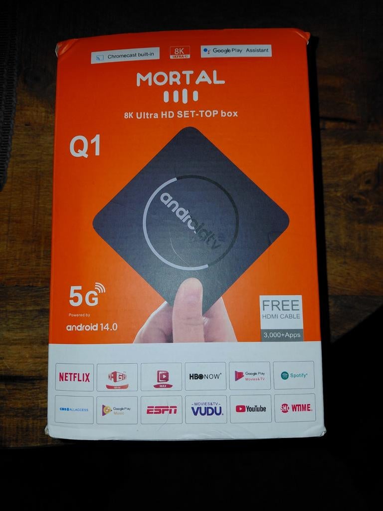 Mortal Q1 8K Ultra HD Android TV Box voor IPTV, Ophalen, Nieuw, HDMI, Zonder harde schijf
