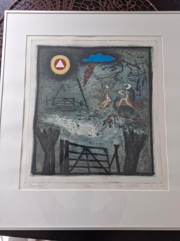 Hans Heijdeman 1994 schilderij "regendans", Antiek en Kunst, Verzenden