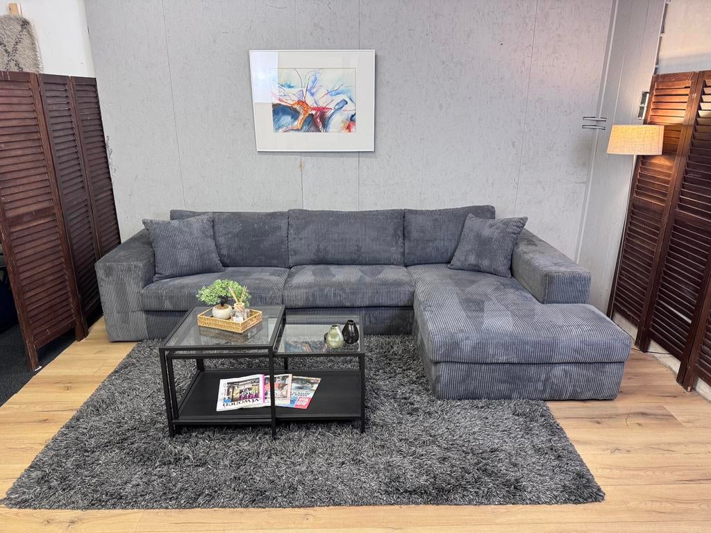 Fijne Grijze Ribstof Loungebank Refurbished - Gratis Bezorgd, Ophalen of Verzenden, Zo goed als nieuw, Noordkade 68A, Stof