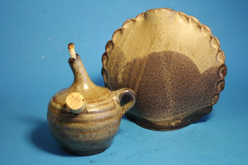 Olielampje + Platte Vaas <> Vintage Setje REUVERS Keramiek, Ophalen of Verzenden, Huis en Inrichting