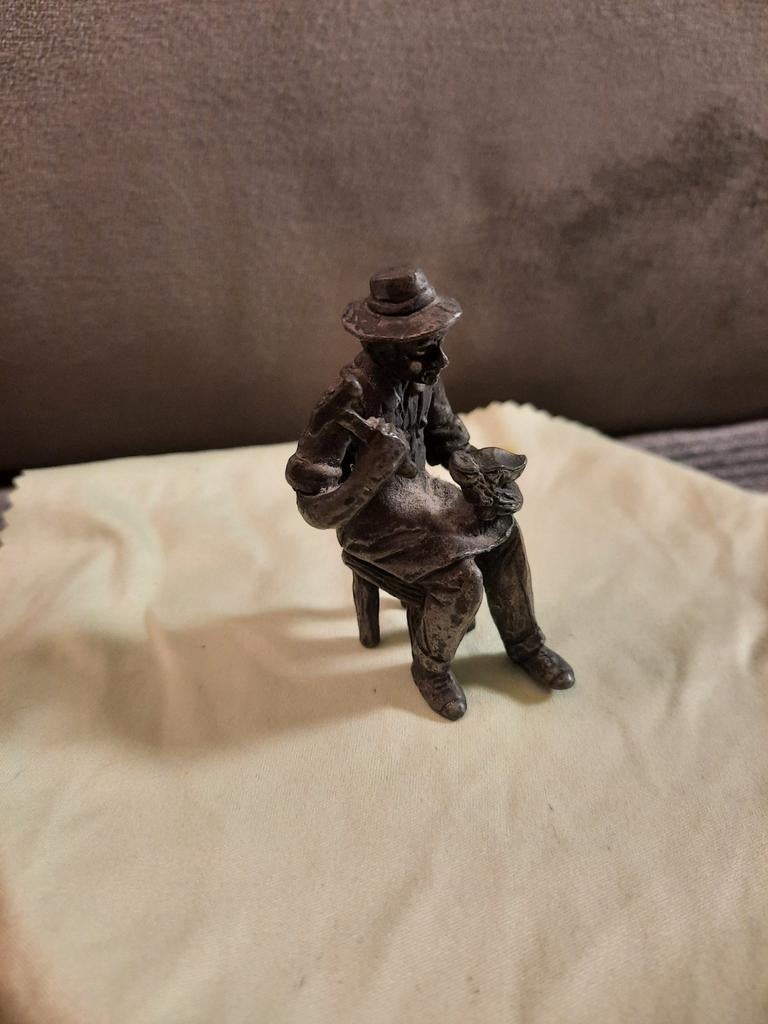 Oud metalen figuurtje van schoenmaker, Ophalen of Verzenden
