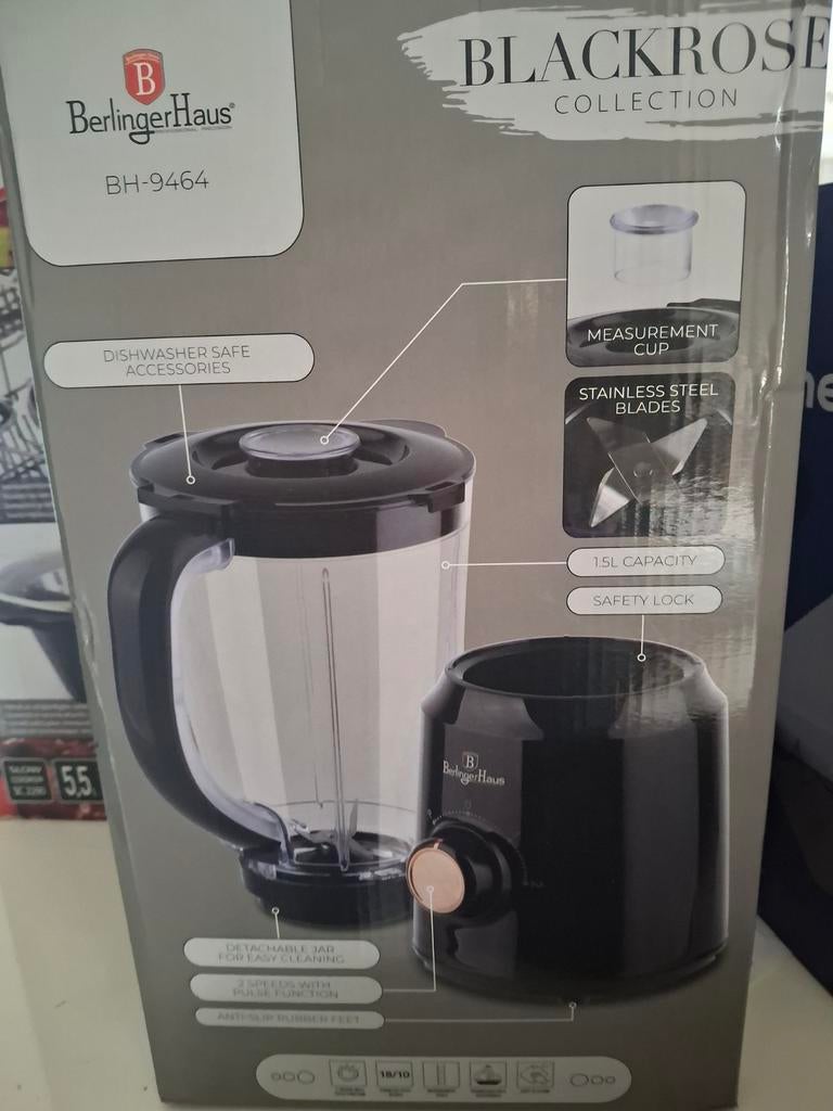 Berlinger Haus BH-9464 Blender - Blackrose Collection, 1 tot 2 liter, 2 snelheden, Nieuw, Ophalen of Verzenden