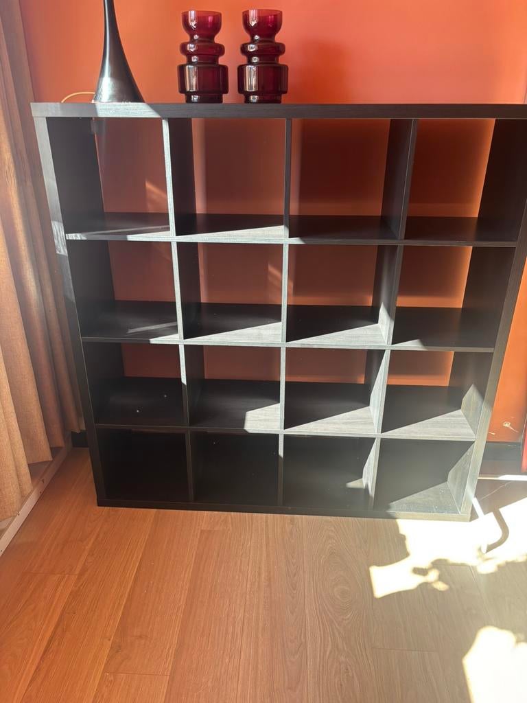 Kallax Open kast, zwartbruin, 147x147 cm, Ophalen, Zo goed als nieuw, 25 tot 50 cm, 100 tot 150 cm
