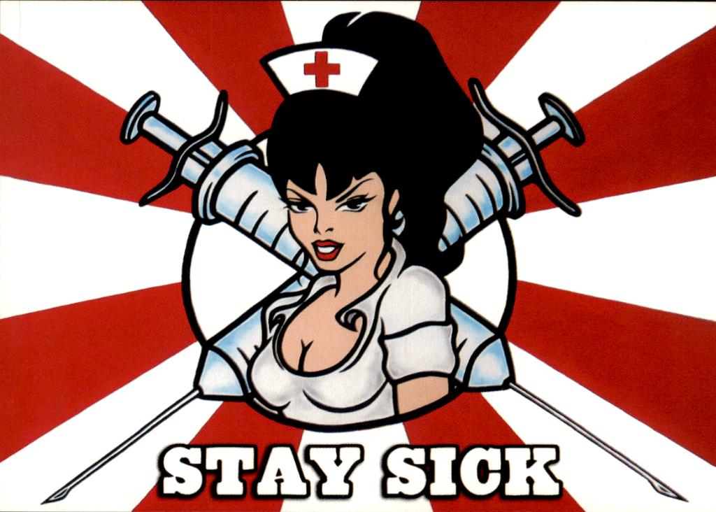 Verpleegster met spuiten, stay sick, Verzenden, 1980 tot heden, Ongelopen, Overige thema's