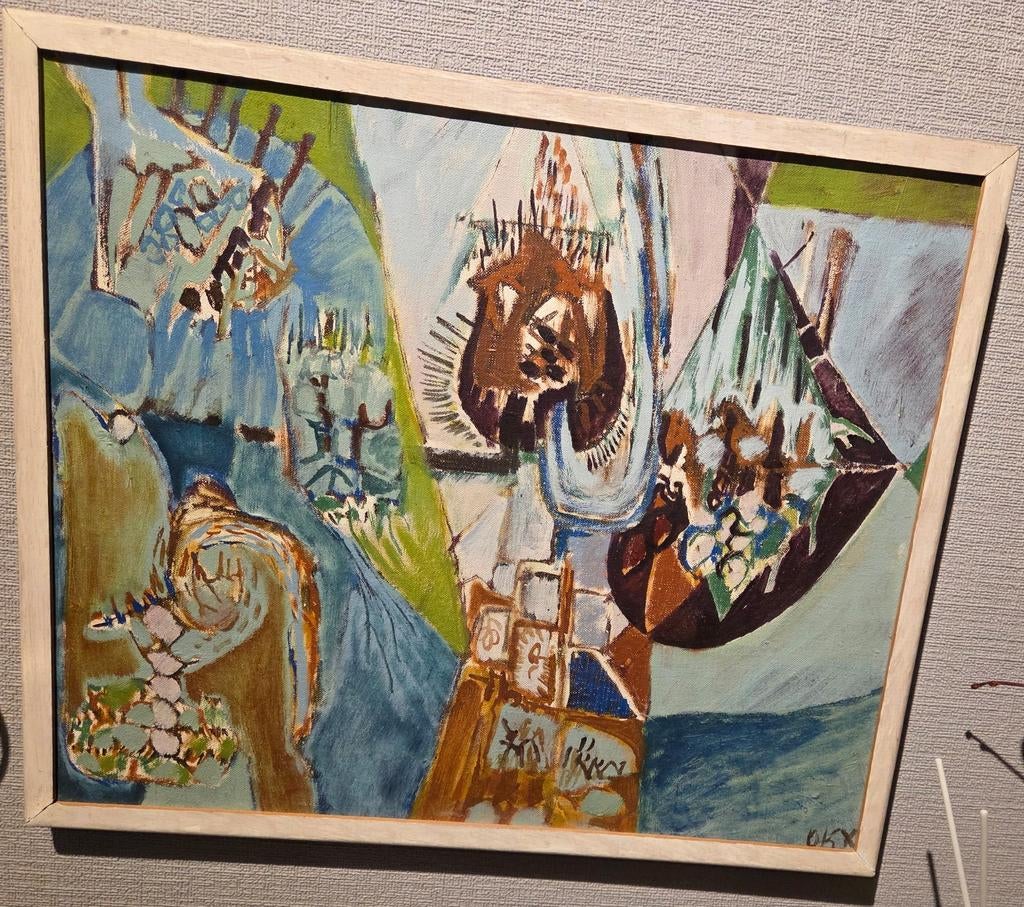 Abstract schilderij van Kees Okx, Ophalen