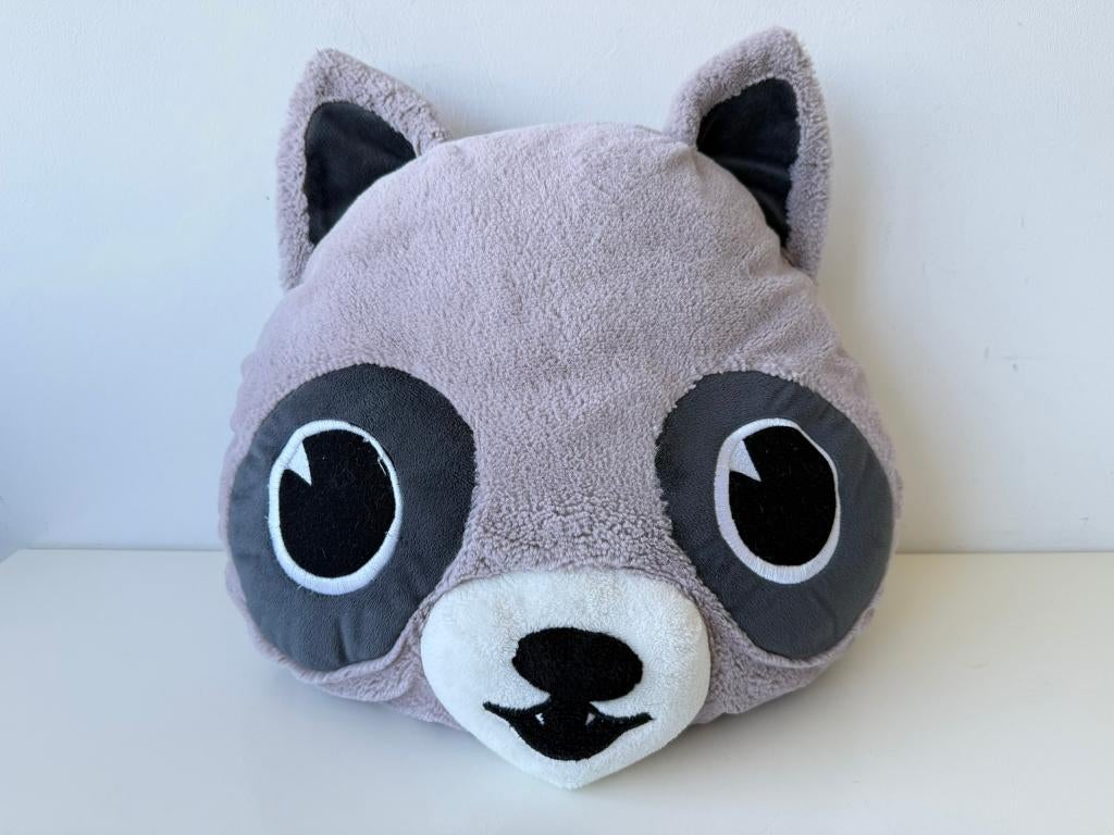 Knuffel kussen wasbeer kop grijs 35 cm / H&M, Ophalen of Verzenden, Zo goed als nieuw, Beer