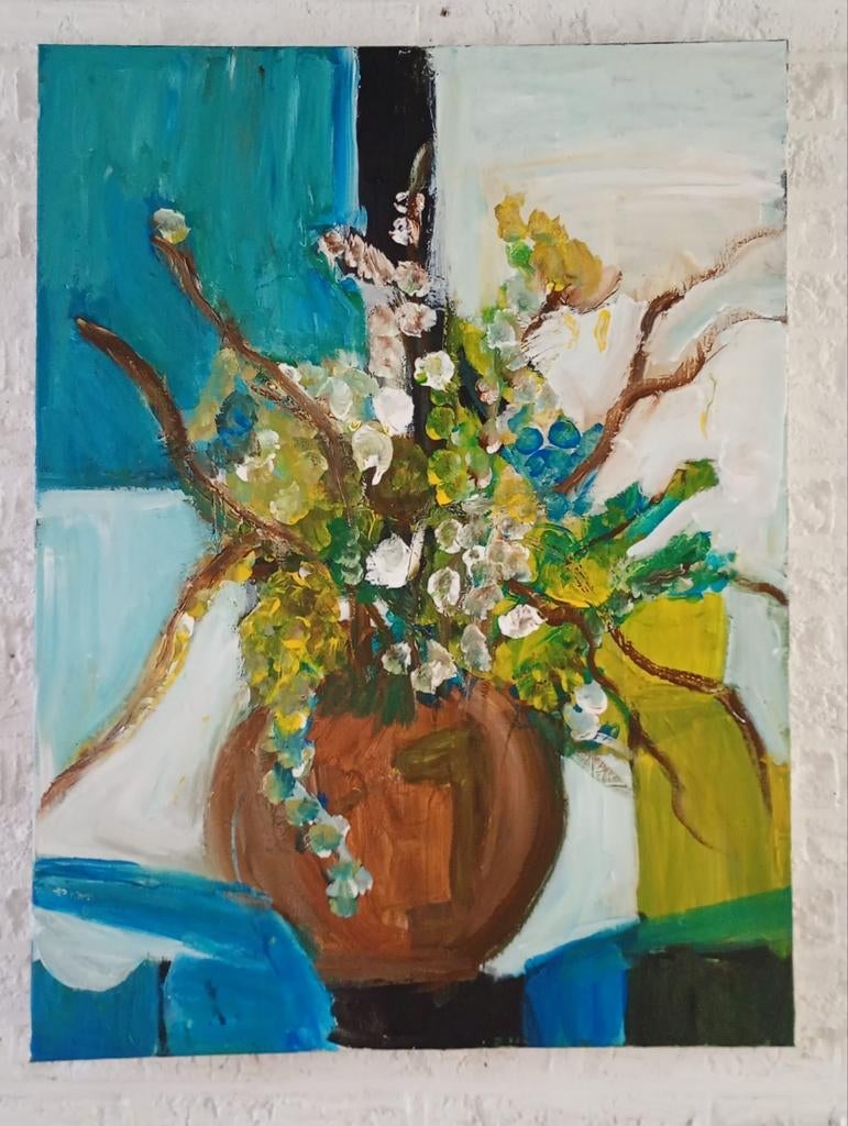 Schilderij bloemen in vaas, Ophalen