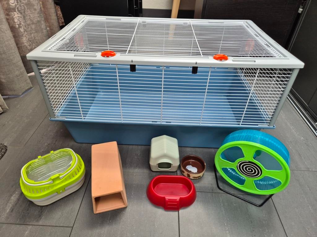Hamsterkooi met toebehoren, Dieren en Toebehoren, Knaagdieren en Konijnen | Hokken en Kooien, Kooi, Gebruikt, Hamster, 75 tot 110 cm