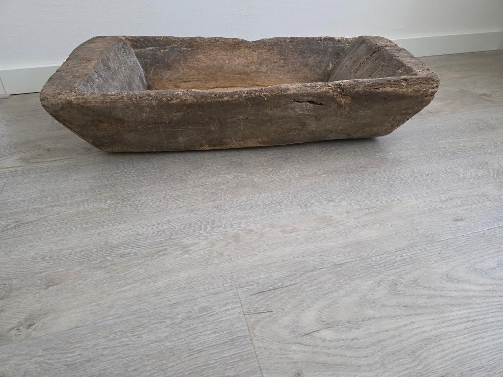 AUTHENTIEK OUDE HOUTEN TROG 73X39X17CM, Ophalen, Gebruikt, Schaal, Rechthoekig