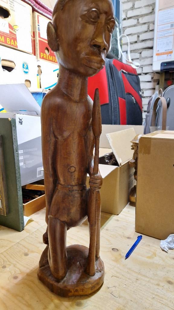 zwaar oud houten beeld uit afrika, Groep mensen, Handgemaakt, Beeld, Hout