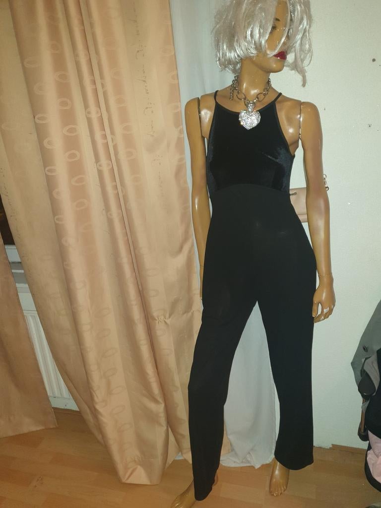 Zwarte jumpsuit met fluwelen top promod maat 38, Maat 38/40 (M), Zwart, Zo goed als nieuw, Promod