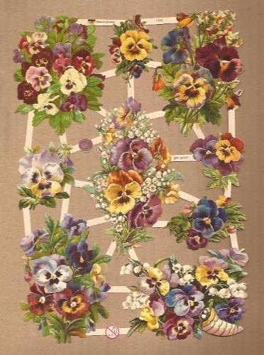 Prachtige Viooltjes boeketjes poezieplaatjes 7422, Ophalen of Verzenden