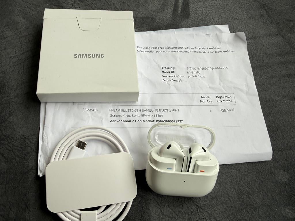 IN-EAR BLEUTOOT SAMSUNG BUDS 3 WHT topstaat met bon, Ophalen, In gehoorgang (in-ear), Bluetooth, Zo goed als nieuw