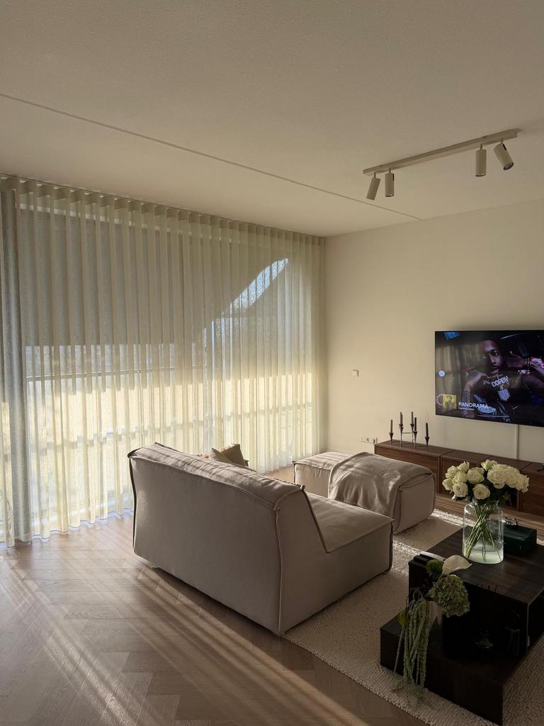 Vitrage gordijnen, Ophalen, Waveplooi, 200 cm of meer, Beige