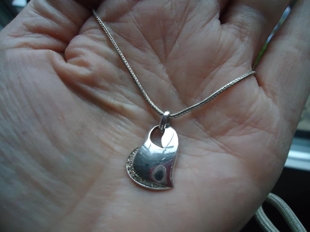 mooie echt zilveren slangenketting met hart esprit 925, Ophalen of Verzenden, Zo goed als nieuw, Hart, Zilver