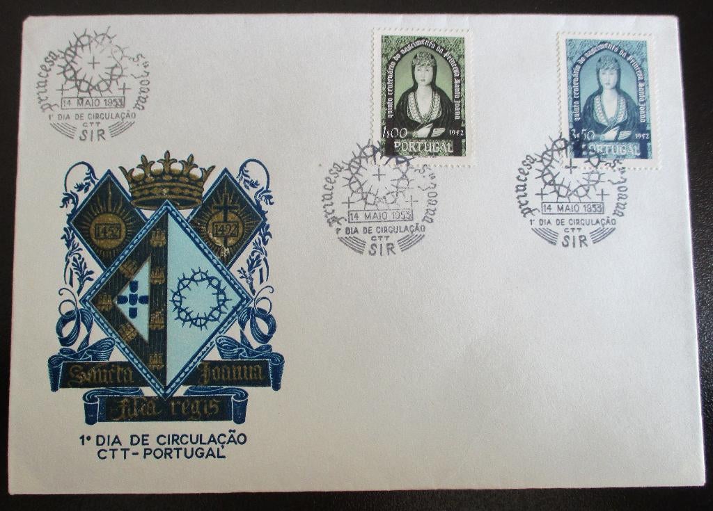 Portugal, FDC serie Prinses Santa Joana, 1953, Verzenden, Portugal, Gestempeld