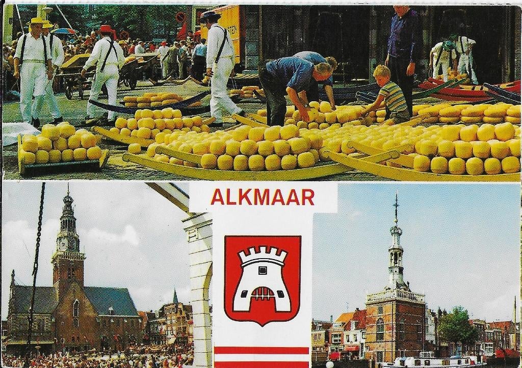 Ongelopen ansichtkaart Alkmaar kaasmarkt ( 741 ), Verzenden, 1980 tot heden, Ongelopen, Noord-Holland
