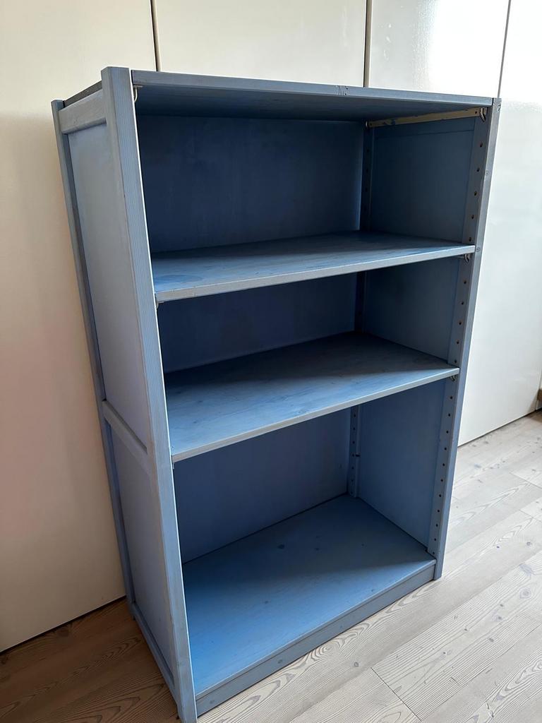 Wedeka kast - Blauwe opbergkast met planken, Ophalen, Met plank(en), Gebruikt, 100 tot 150 cm