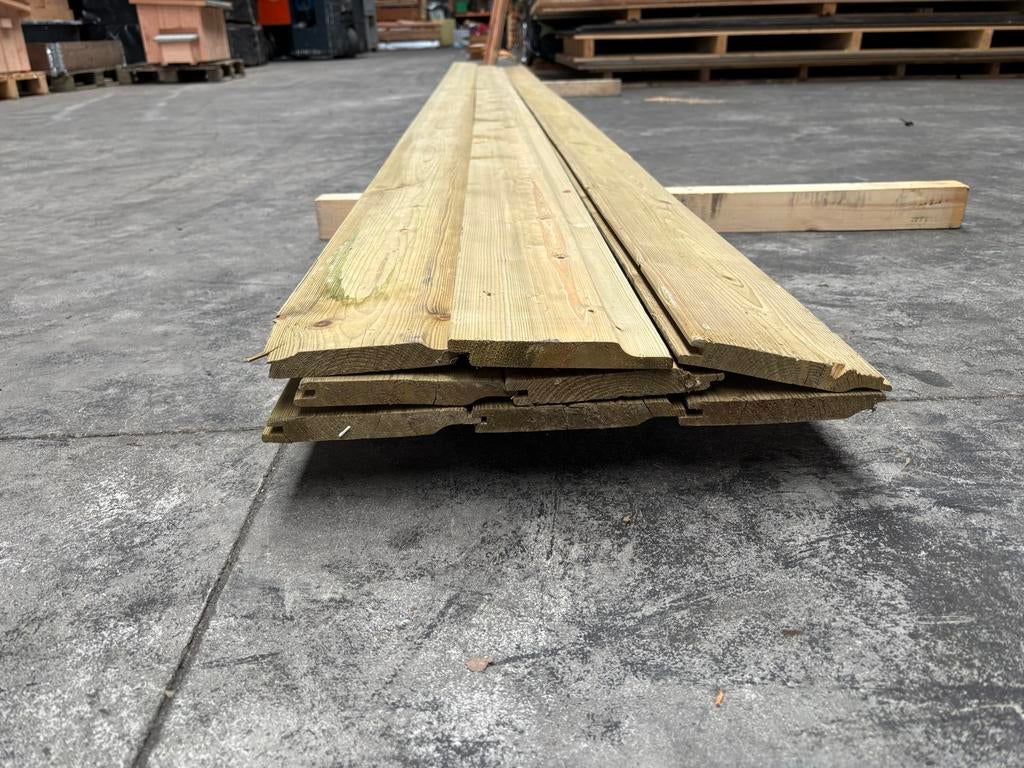 8x grenen channelsiding | 145 x 18 x 500 |, Doe-het-zelf en Verbouw, Hout en Planken, Geïmpregneerd, Gebruikt, 25 tot 50 mm, Grenen